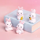 Мини кролик садовый орнамент Милый Кролик Фигурки игрушки Миниатюрный торт на день рождения украшение для вечерние ринки поделки товары для пасхальвечерние