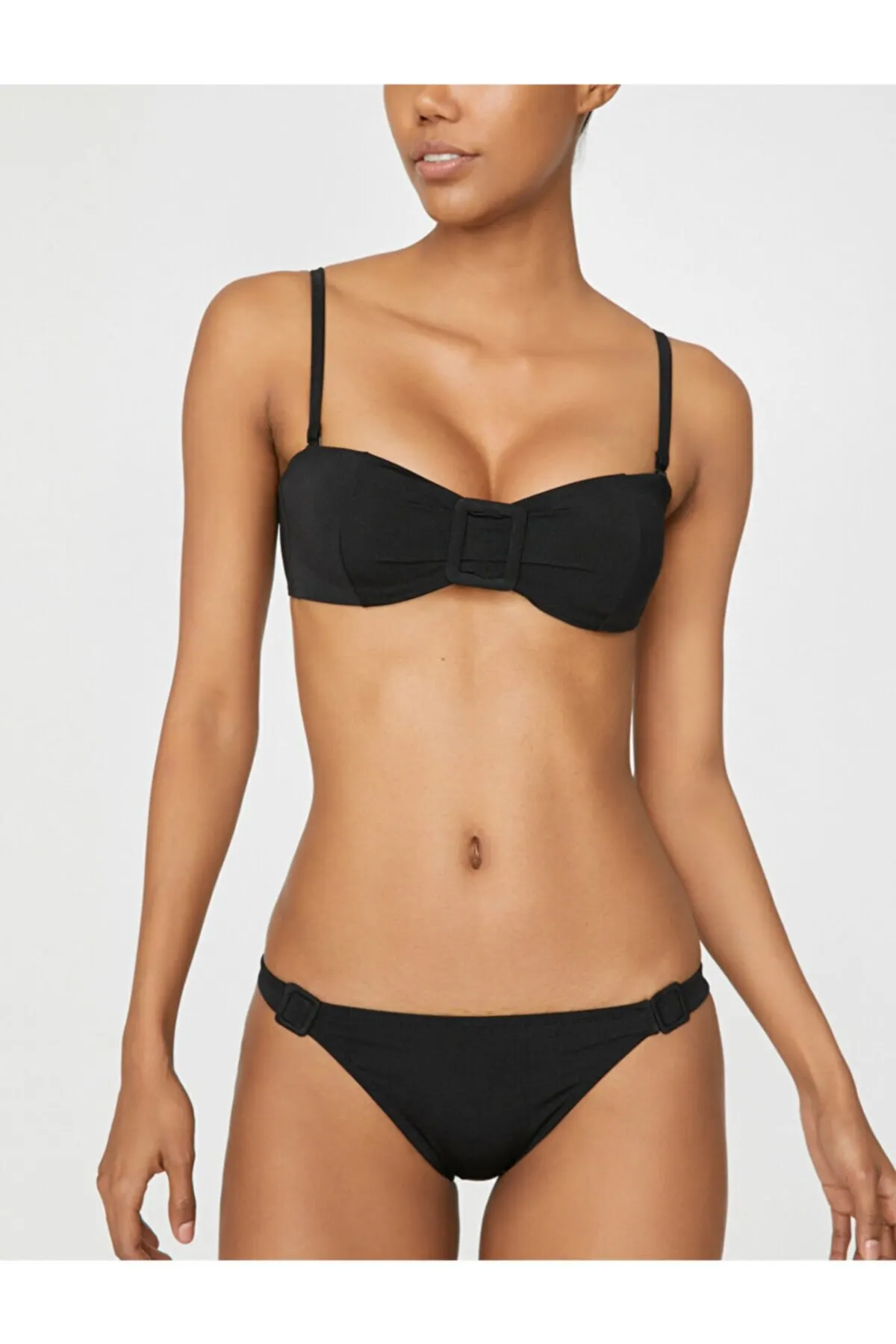 

Women's Bikini Black Square Buckle Bikini Top Swimwear Lady Swimsuit Sexy Bikini 2022 New Push Up Bikini Set Suit