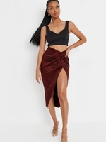 high waist twist slit a line midi skirt silk satin skirts for women 2022 summer elegant sexy outfits for woman irregular