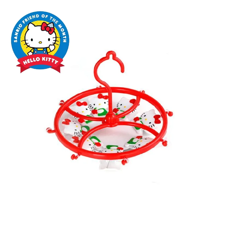 

hello kitty Sanrio anime cartoon cute clothespin drying socks multi-clip clothes hanger round hanger baby clothes clothes hanger