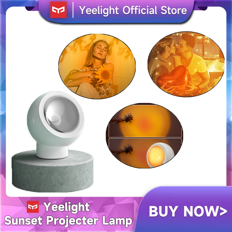 

New Yeelight Rainbow Sunset Red Projector Led Night Light Sun Projection Desk Lamp with Magnetic base 360 free rotation