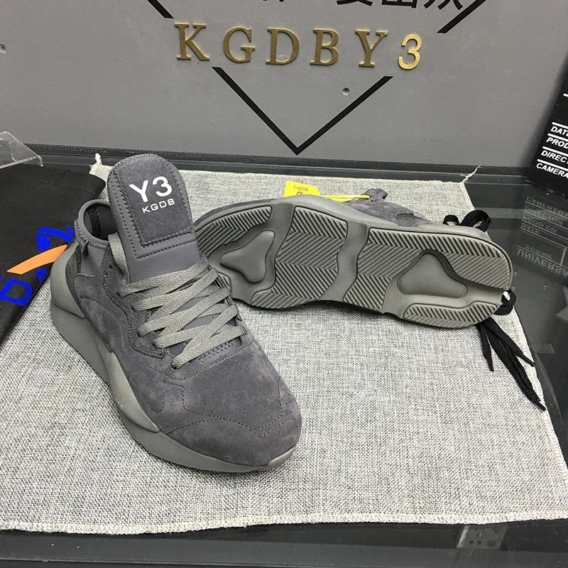 

KGDB Y3 Sneaker Men Thick Soled Grey Jogging Shoes Women's Sports Shoes Lace-up Running Shoes Sneaker for Men