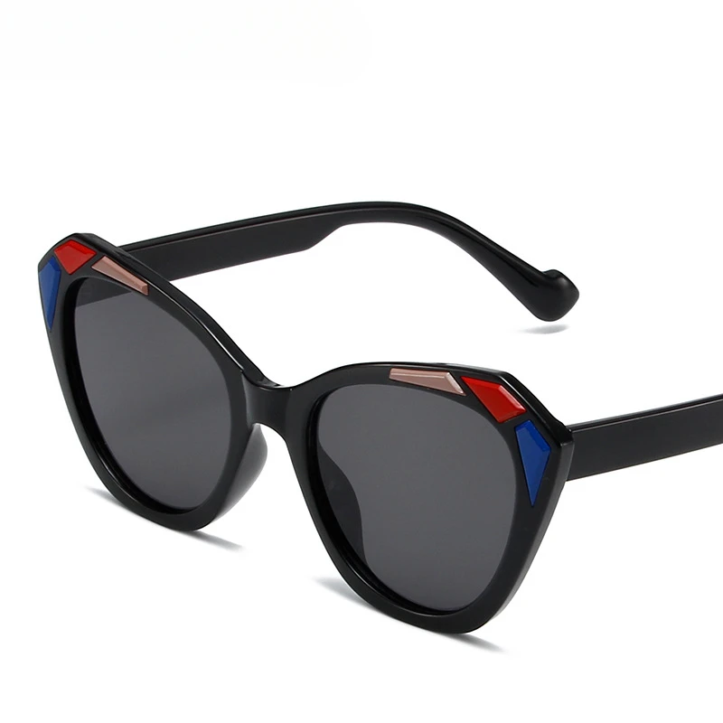 13148 Ретро Британский Кошачий Глаз Солнцезащитные Очки Большой Рамки Цвет Блока