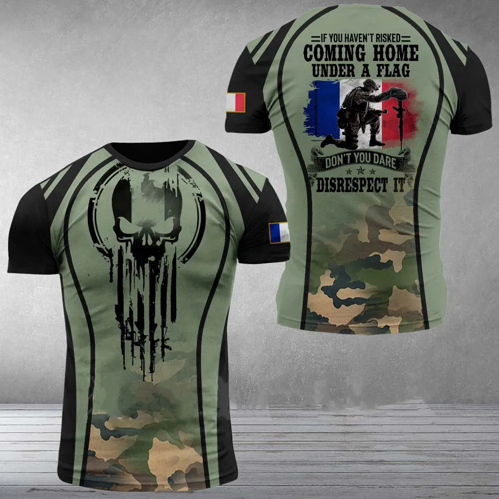 

T Shirts for Men 2022 Summer ARMY-VETERAN Tees 3D Print Fashion T-Shirts French Soldier Field Veterans Camouflage Loose Clothing