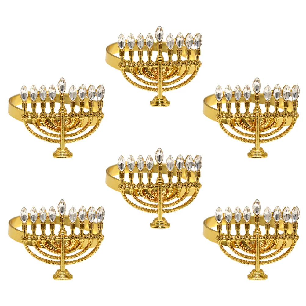 

Napkin Ring Menorah Shaped Holder Decorative Buckles Holders Adornment Metal Rings Serviette