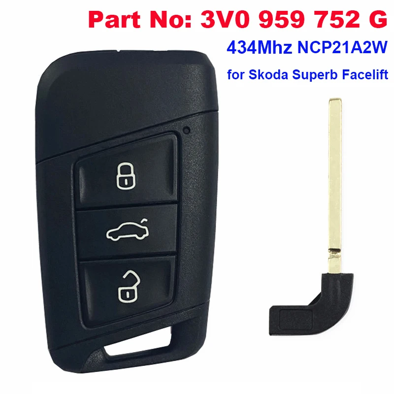 

CN001116 ФОБ для Skoda Superb Facelift дистанционное управление 434 МГц NCP21A2W HITAG PRO 3V0 959 752 G Автомобильная смарт-карта
