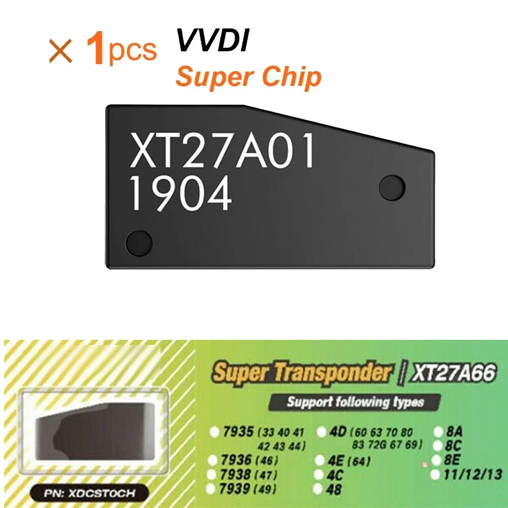 

Транспондер VVDI Super Chip XT27A01 XT27A66 для ID46/40/43/4D/8C/8A/T3/47 для VVDI2 VVDI Mini Key Tool, 1 шт.