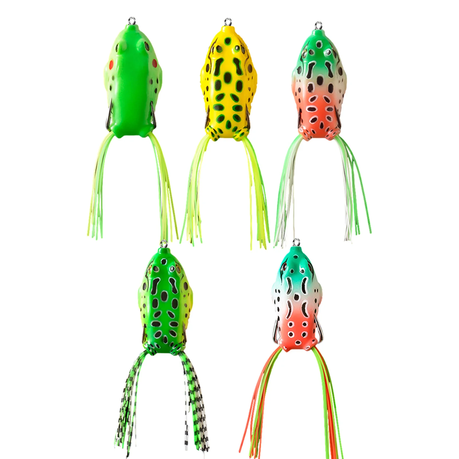 

5 Pcs Fishing Frog Lure Soft Tube Bait Plastic Fishing Lure With Fishing Hooks Topwater Ray Frog Lures Kit Set Trout Pike