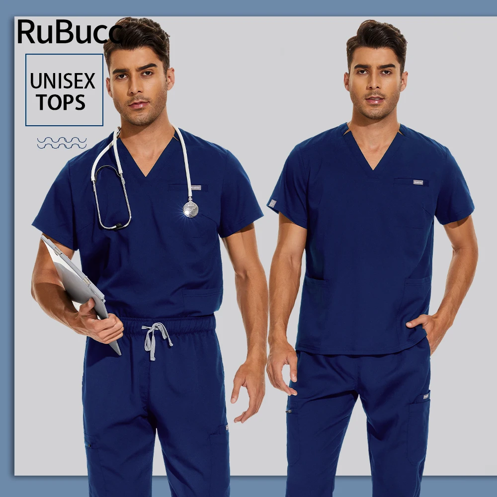 

Dentist Overalls Scrubs Tops Women V-neck Short Sleeve Nurse Uniforms Carer Work Blouse Pet Grooming Blouse Beauty Salon Shirts