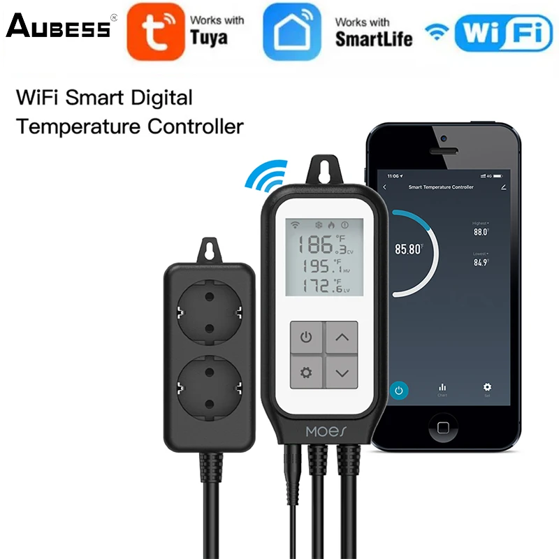 

Цифровой термостат Aubess с Wi-Fi, 10 А, 220 В