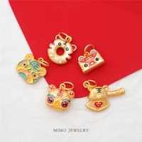 mimo jewelry copper plated gold imitation sand gold tiger year of life 2022 new year pendant diy beaded hand rope accessories