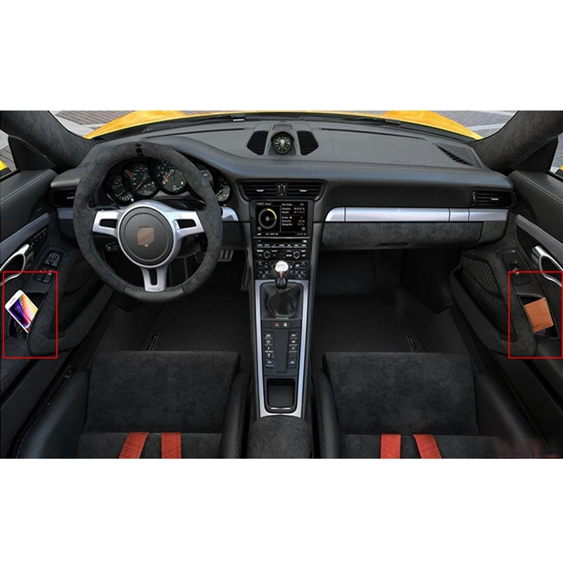 Черный дверной подлокотник органайзер для хранения Porsche 911 Boxster Cayman 2013-2019 2 шт.