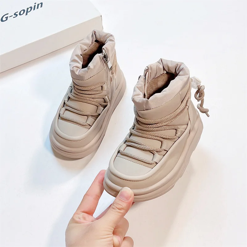 

Winter 2023 Kids Shoes Toddler Fashion Snow Boots Baby Girls Brand Fur Boots Children Black Ankle Shoes Boys Waterproof Shoes