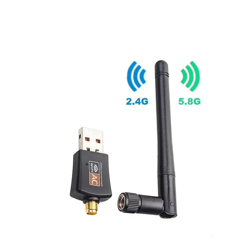 Двухдиапазонный USB Wi-Fi адаптер 600 Мбит/с AC600 2,4 ГГц 5 ГГц Wi-Fi с антенной ПК Мини компьютер сетевая карта приемник 802.11b/n/g/ac