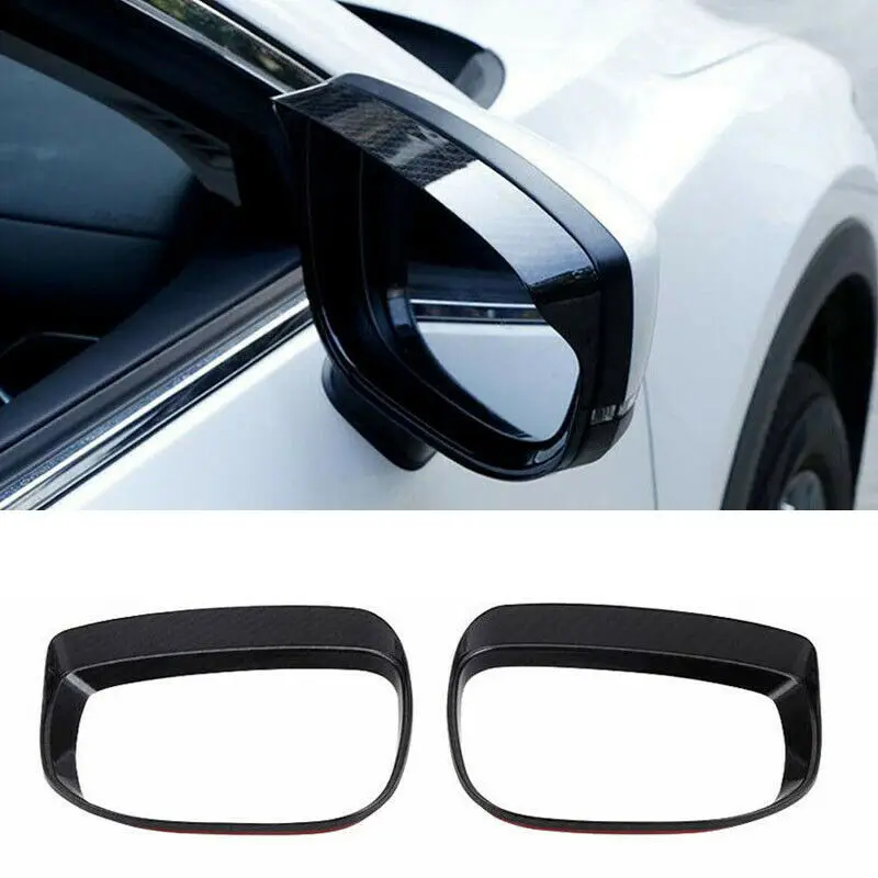 

2pcs Car Rearview Mirror Rain Eyebrow Cover Decoration Fram for Mazda CX-5 2017- 2018 Car Carbon Fiber Exterior Trim Accessories