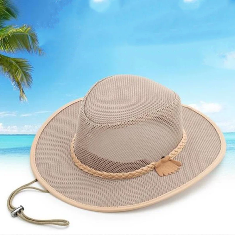 Мужская сетчатая шляпа с ковбойской шляпой мужская и женская соломенная