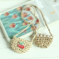 handmade blythe doll mini bag cherry and pearl style fashion crossbody straw bag for blyth licca pullip 16 dolls accessories