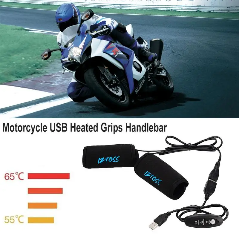 

One Pair Of Motorcycle USB Heated Grips Handlebars With Temperature Control Switches