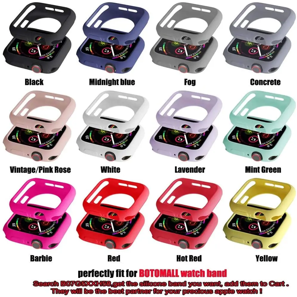 Soft Silicone Case for Apple Watch 7 45mm 6 SE 5 4 3 42MM 38MM Cover Protection Shell for iWatch series 8 6 5 40 44 41mm Bumper