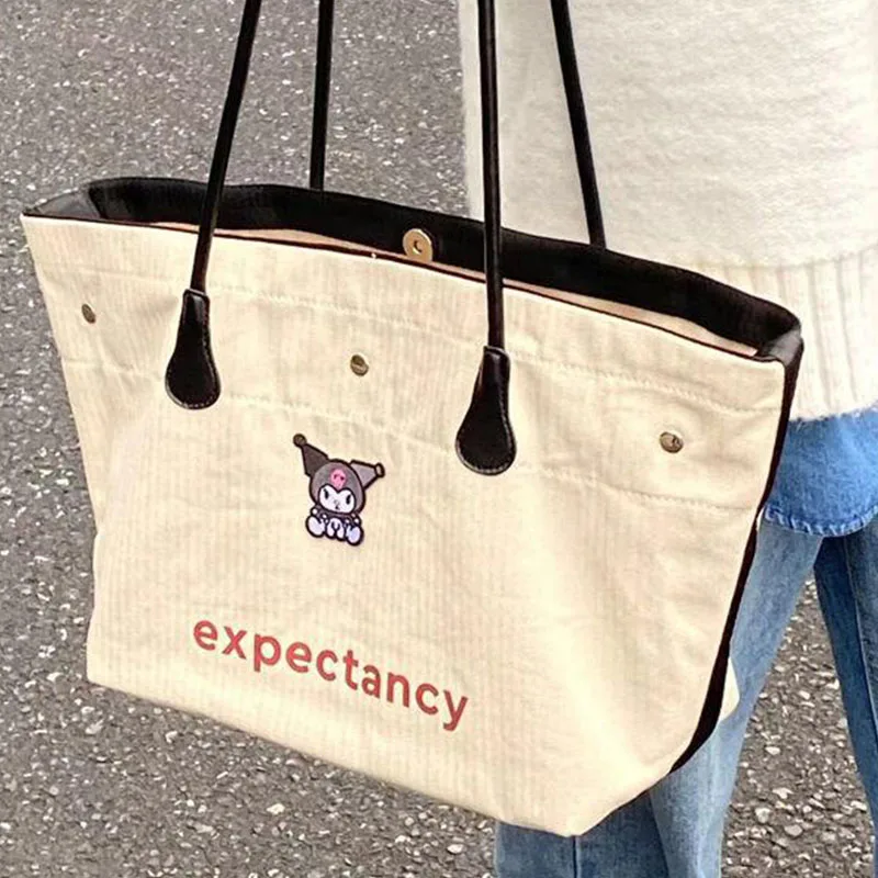 

Kuromi Sanrio плюшевая кавайная мультяшная Милая Большая вместительная Холщовая Сумка-тоут через плечо аниме плюшевые игрушки для девочек подарок на день рождения