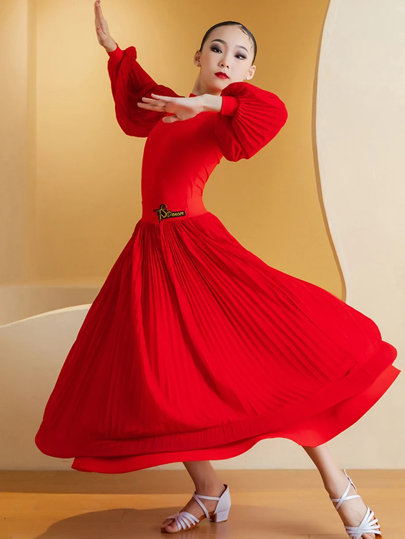 Детская танцевальная одежда для латинских танцев с длинными рукавами девочек