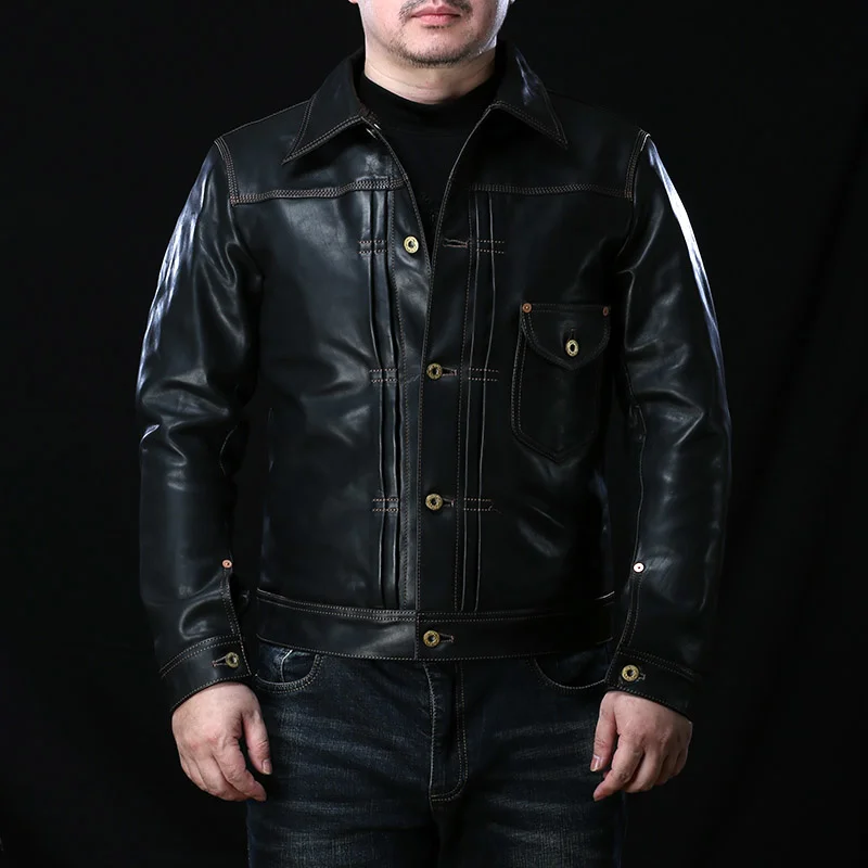 

2005506 Rock Can Roll Read Description! Asian Size Super Quality Genuine Horse Leather 85% Wool Lining Horsehide Stylish Jacket