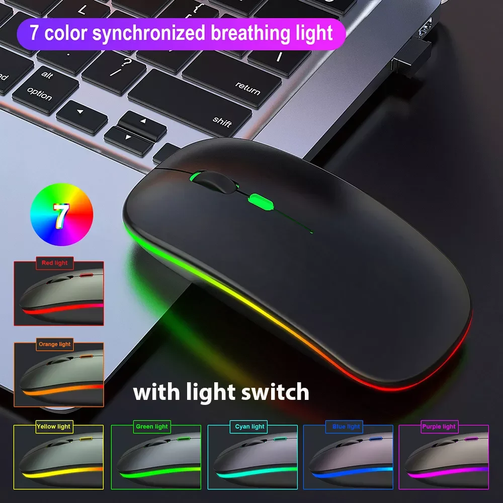 

Mouse Wirelesss Bluetooth 2 In 1 Wireless Dual Mode Optical Mouse 2.4G Mouse Ergonomic Portable Rechargeable Mice For laptop