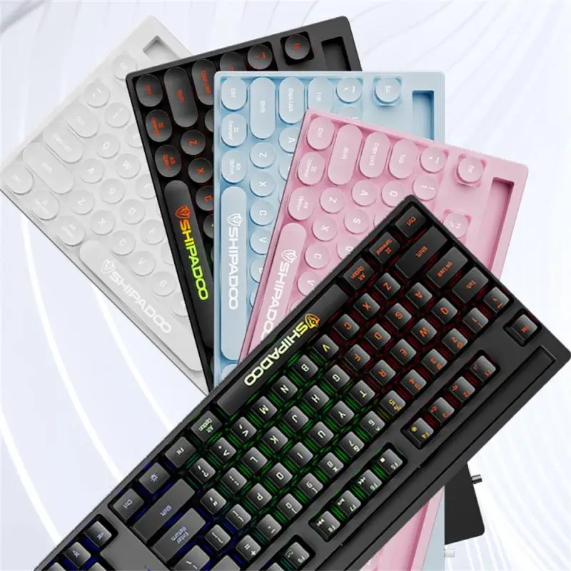 

Universal Game Keyboard Wired 87key Keyboard Usb Rgb Backlit Ergonomics Keyboards Backlight Universal Luminous Kyboard Mini