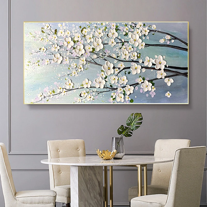 

GATYZTORY Acrylic Painting By Numbers For Handicraft Abstract White Flowers Drawing By Numbers Wall Decors On Canvas Paint Kit