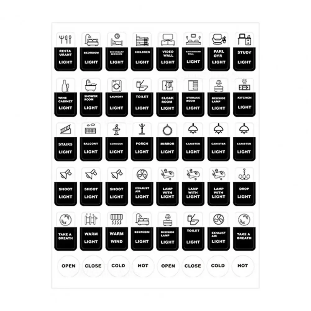 

1 Sheet Push Button Icon Labels Useful Household Stuff Clear Icons for Home Use Button Wording Labels Appliances Icon Logos