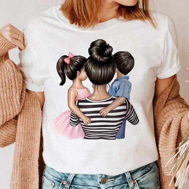

Women T shirt Female O-Neck Mother White T Shirts Women Kawaii Graphic Tops Harajuku Women Cartoon Mom Girl Print Women T-shirts