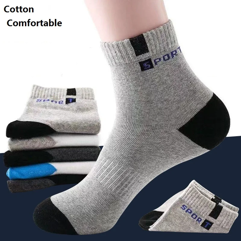 Men cylinder sports socks breathable absorbent male socks spring, summer, autumn men sport cotton sock comfortable 5 pairs