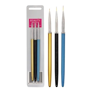 3Pcs/set Nail Art Brush Set Painting Drawing Liner Pen Metal Handle for UV Gel Polish Brushes Kits D