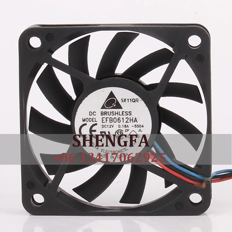 Ультратонкий охлаждающий вентилятор DELTA EFB0612HA чехол, 24 В, 48 В, 12 В постоянного тока, 1,44 А, 6010 Вт, 60x60x10 мм, 6 см, дюйма