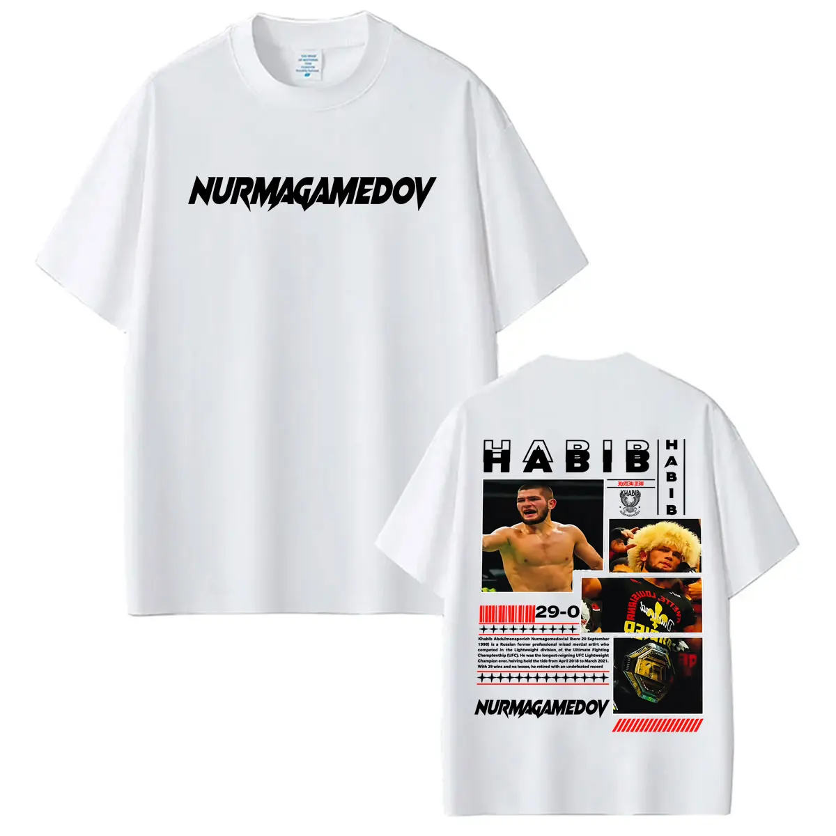 Фото Футболки с принтом Khabib Nurmagomedov The Eagle для мужчин и женщин, модная готическая винтажная футболка, повседневная хлопковая футболка большого размера, уличная одежда №4