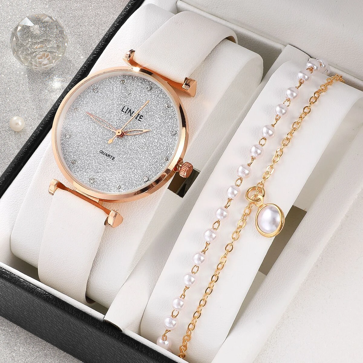 

Комплект женских часов из 2 предметов, модные женские кварцевые наручные часы с ремешком из искусственной кожи
