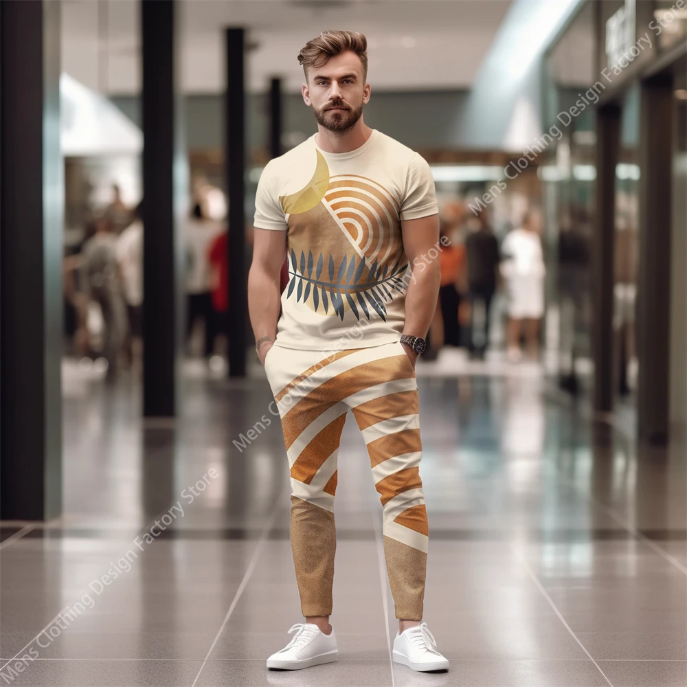 2023 New Fashion Street Tracksuit Men Short Sleeve T-Shirt+Pants Men's Sweat-Shirt Set Clothes For Men 3D Printed Men's Clothing