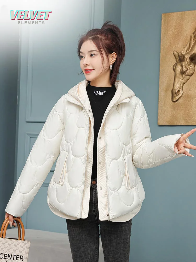 

V&Es New Winter Women Short Parkas Jackets Casual Thick Warm Hooded Spliced Coat Winter Outwear Jacket Parkas Female