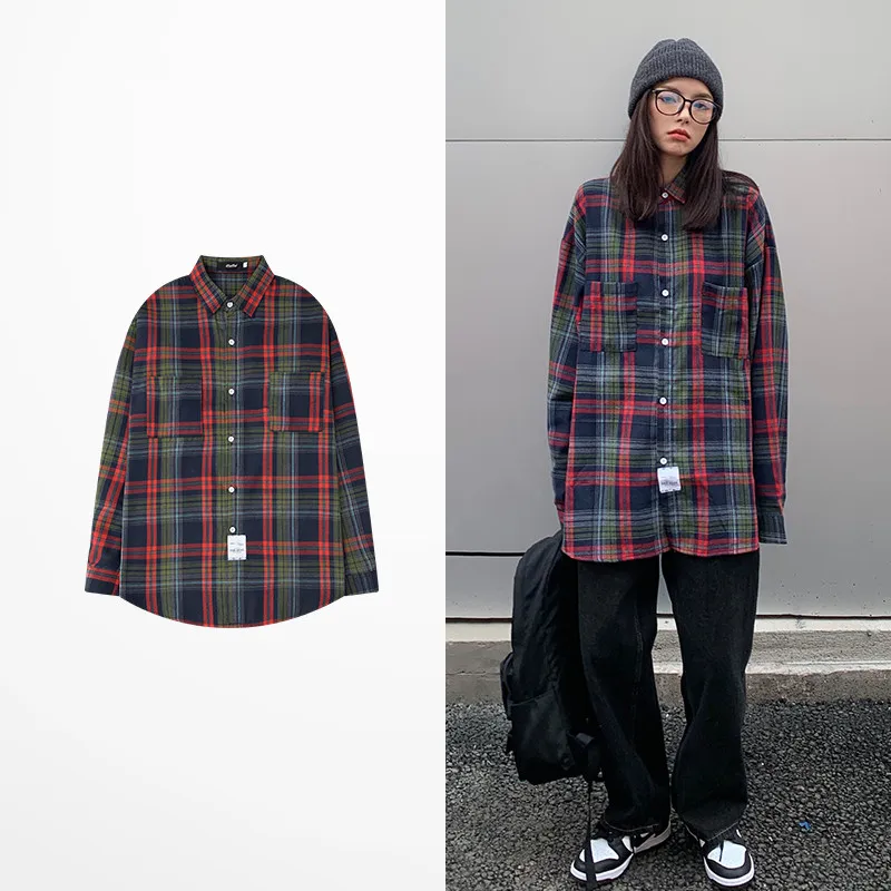 

Рубашка мужская с длинным рукавом, стильная флип-рубашка в стиле Ins, стиль хип-хоп, стиль оверсайз