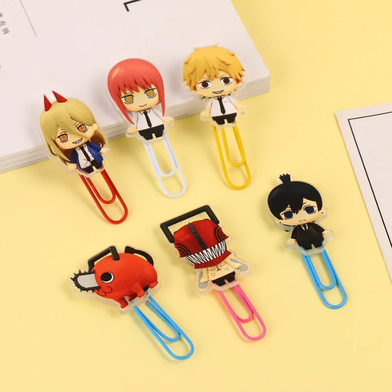 

Chainsaw Man Kawaii Acrylic Paper Clip Denji Power Cute Note Index Flags Tab Strip Paperclips School Supplies Student Stationery