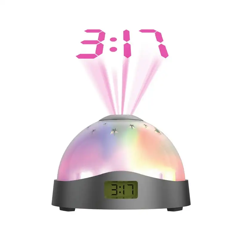 

- Compact, Battery-Powered LED Projecting Moon & Stars Display W/ Alarm Clock