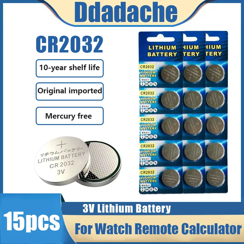 

15PCS CR2032 CR 2032 DL2032 ECR2032 BR2032 3V Lithium Battery For Watch Toy Calculator Car Remote Control Button Coin Cell