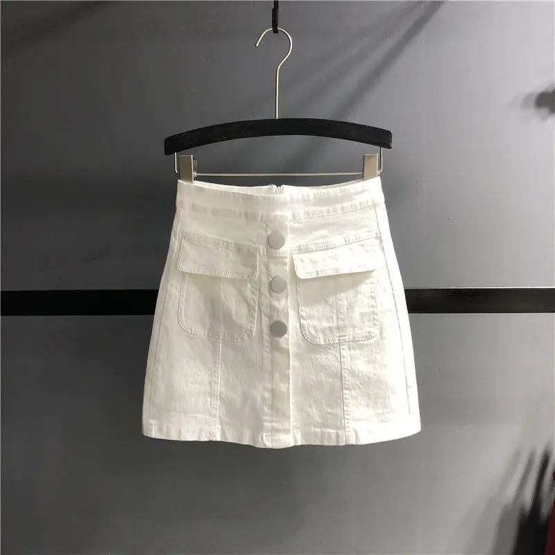 Denim skirt  women's summer 2022 new Korean  high-waisted slim bag hip A-line short denim skirt women  vintage