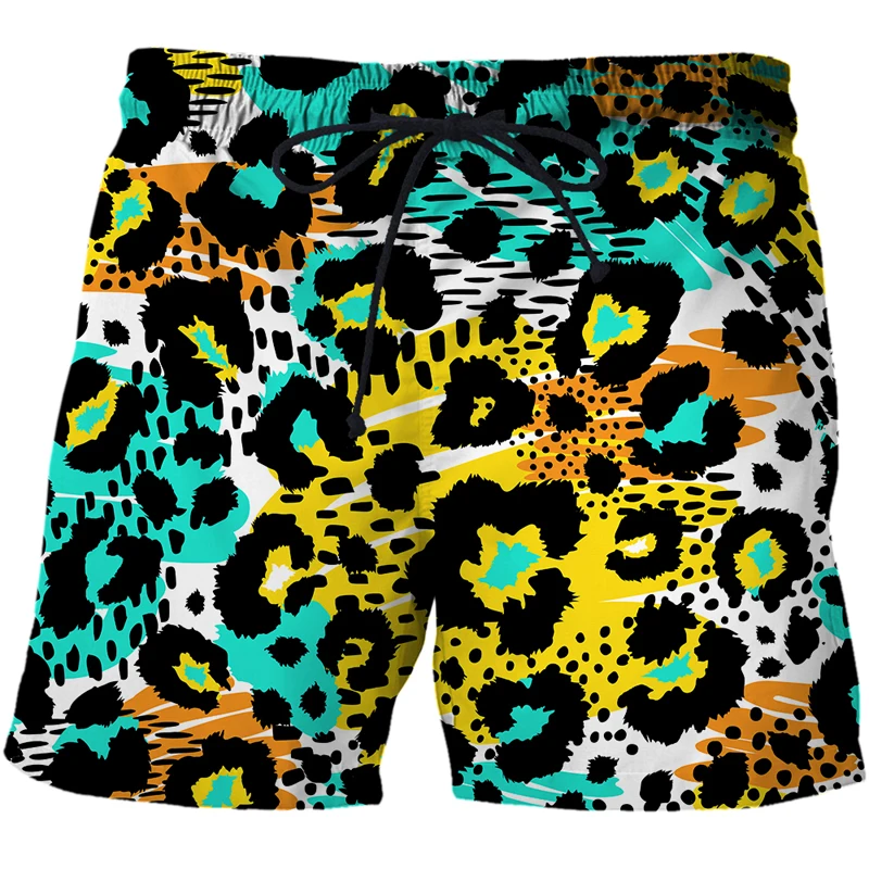 2022 New Fashion Leopard Print 3D printe beach shorts Male men board shorts Anime short pants quick dry streetwear short homme