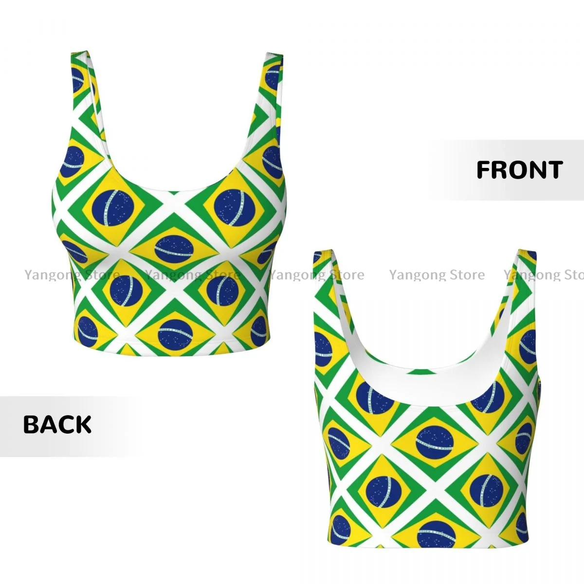 Жилет для йоги женские спортивные кроп-топы спортзала бразильский флаг уличная