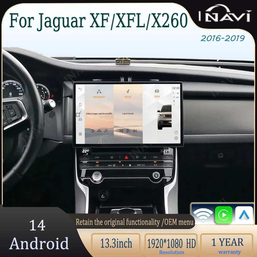 13 3 дюймовый Android 14 медиаплеер для 2016-2019 Jaguar XF/XFL/X260 Радио беспроводной Carplay и авто