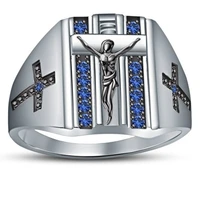 classic cross zircon anillos jesus exquisite silver color rings for men gifts jewelry accessories ring hip hop punk jewelry