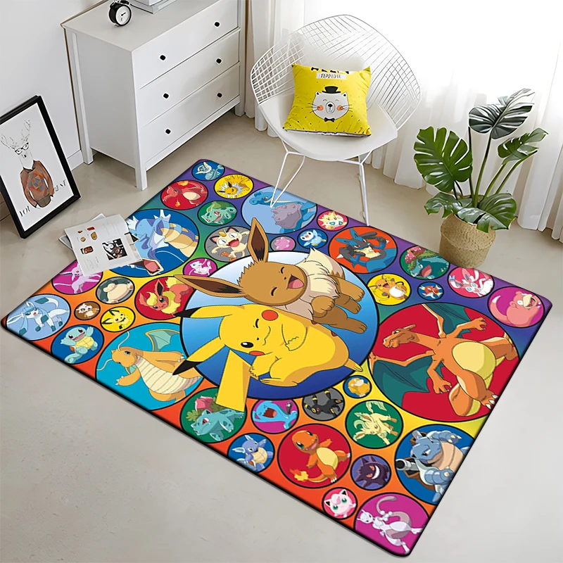 P-Pokemon Rugs Fashion Printing Anime Cartoon Living Room Bedroom Large Area Soft Carpet Home Children's Room Floor Picnic Mat