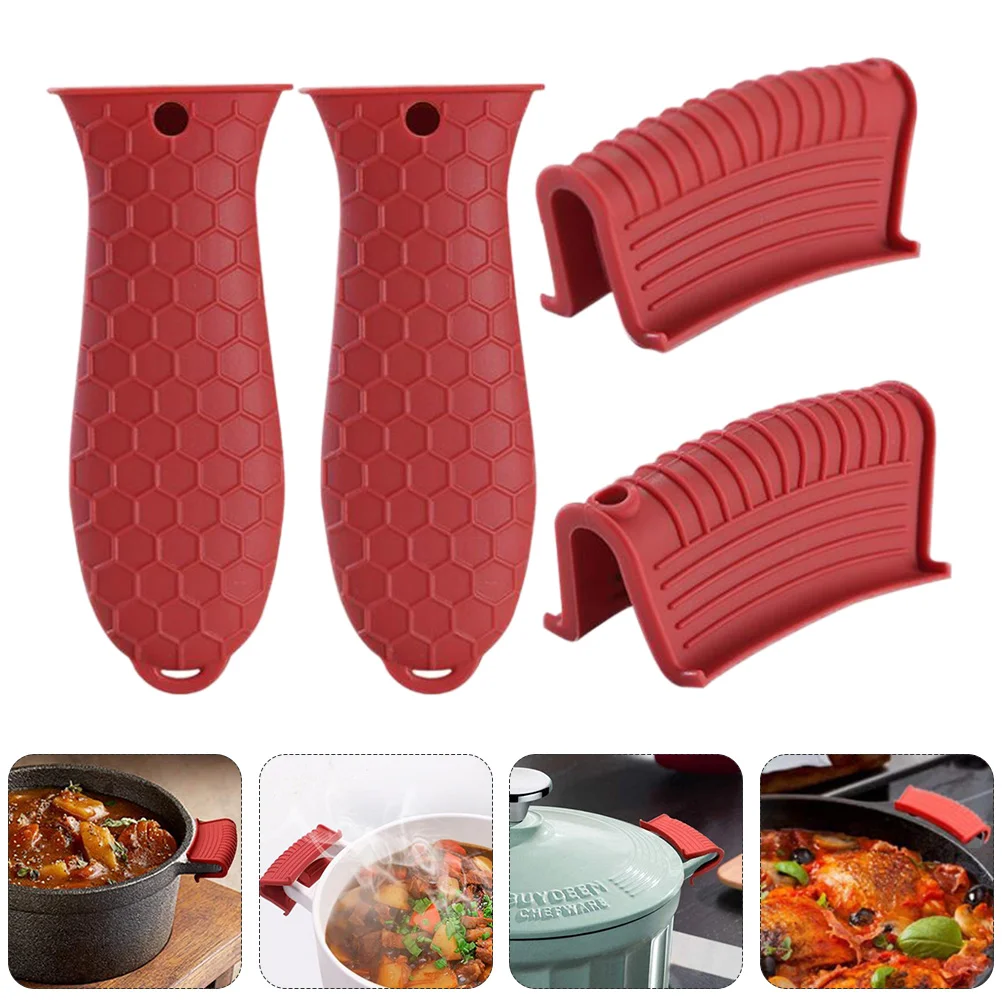 

Handle Pot Cover Silicone Holder Sleeve Pan Heat Covers Grip Resistant Hot Rubber Skillet Assist Holders Ear Sleeves Cookware