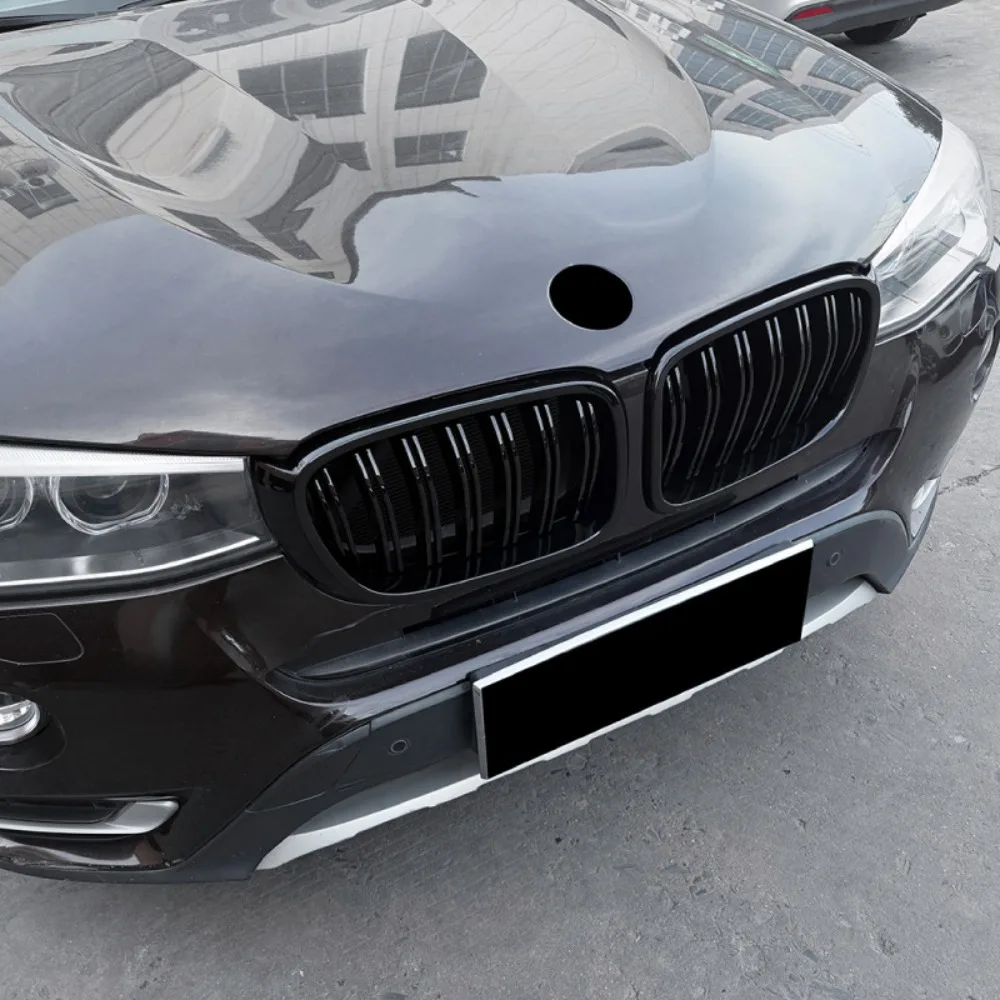 Фото Для BMW X3 X4 F25 F26 2014-2017: Передняя решетка радиатора с двойными линиями, замена гоночной решетки, аксессуары для авто №4